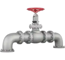 Industrial-Gas-Pipe-With-Red-Shutoff-Valve